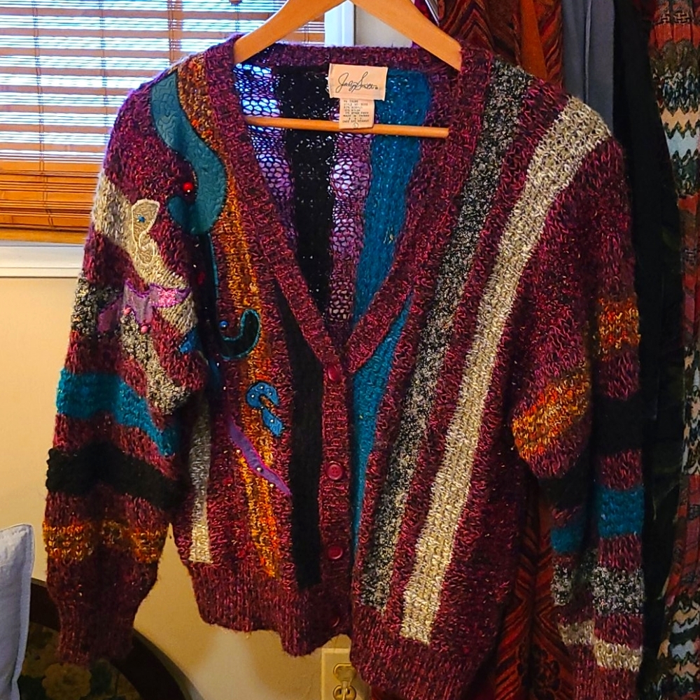 VINTAGE ☆ knit cardigan W/SHOULDER PADS